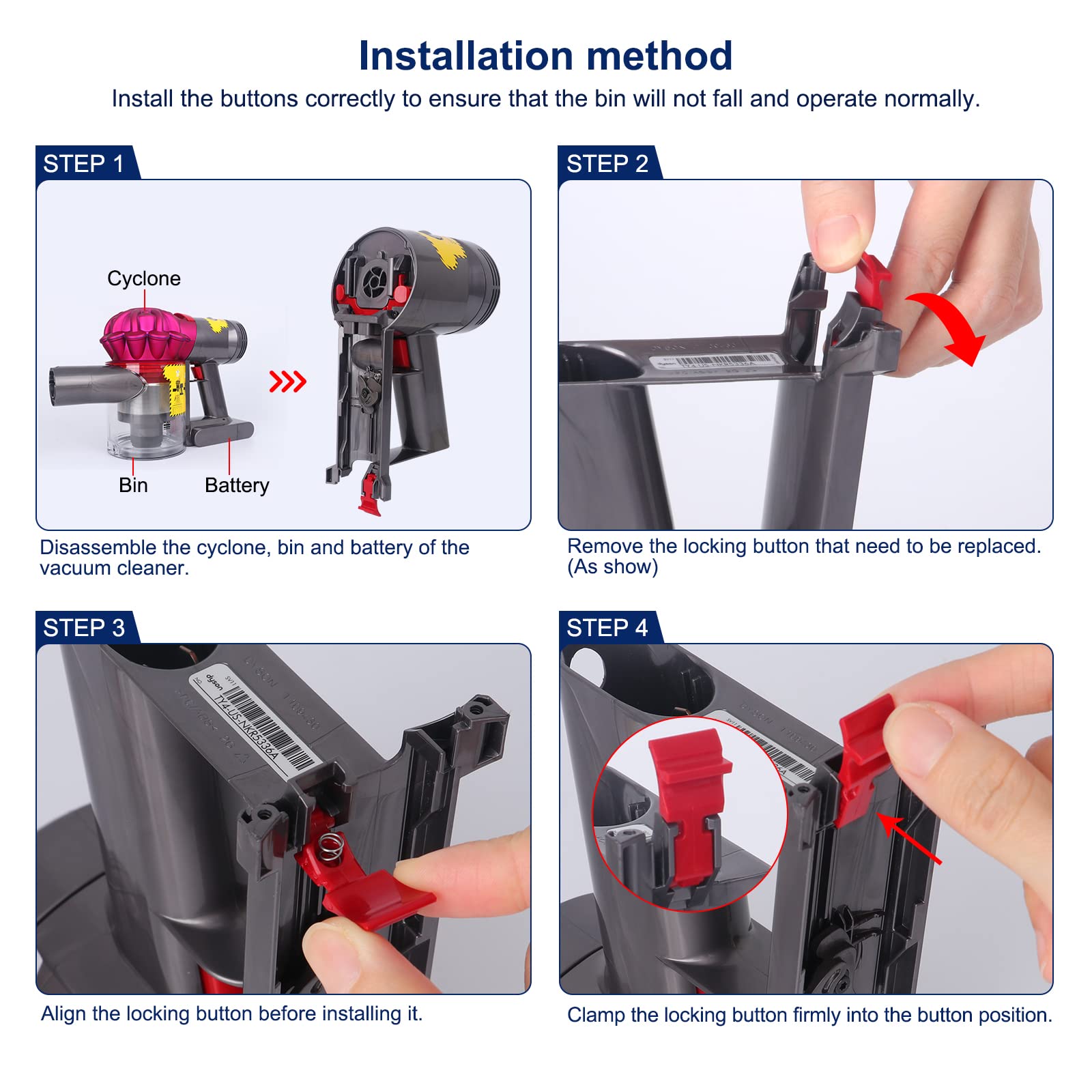 Amazon.co.jp: Dyson V7 V8 SV10 SV11掃除機用ダストビン ロックボタン